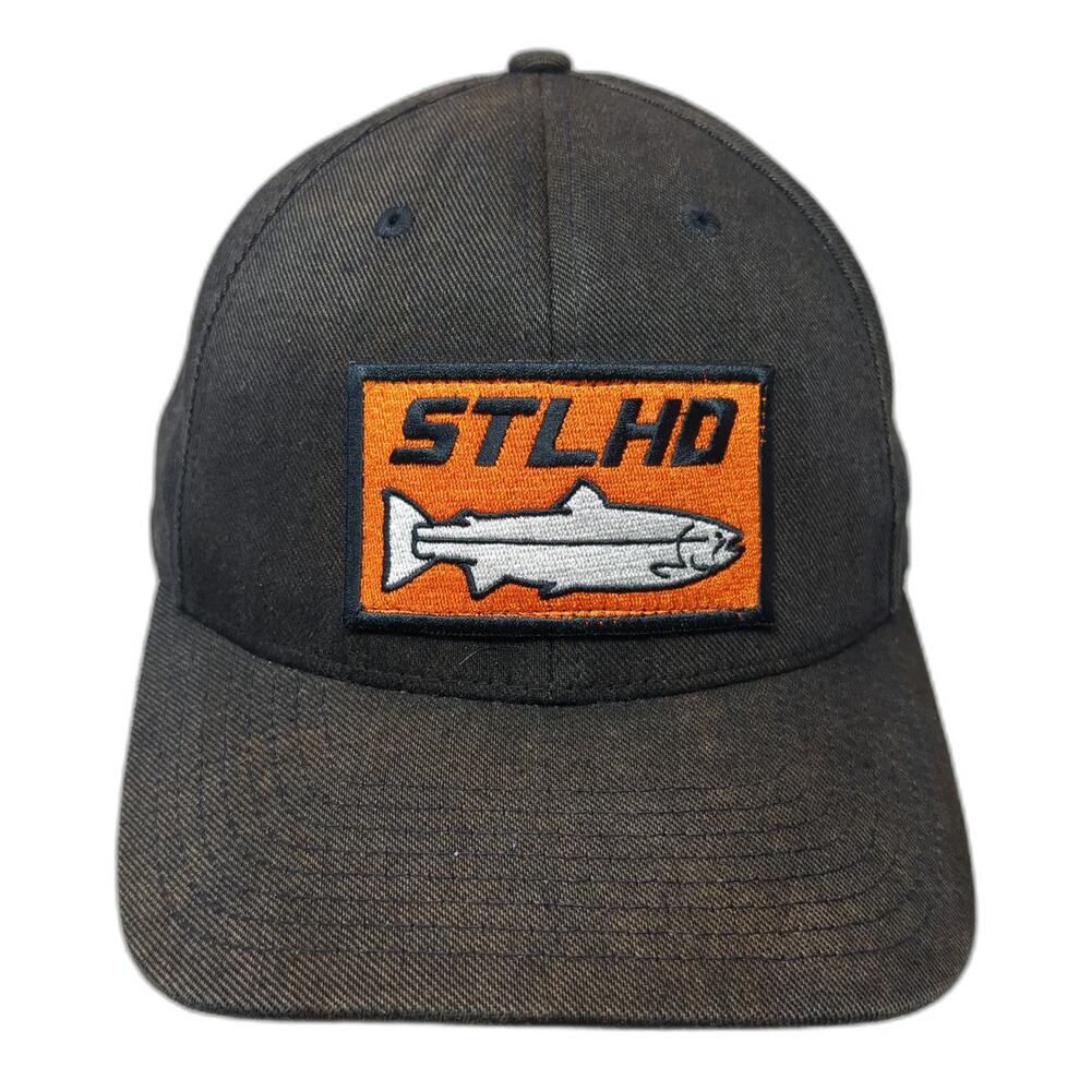 Richardson Baseball Cap Black M Fitted STLHD Steelhead Fishing Patch Outdoor Hat